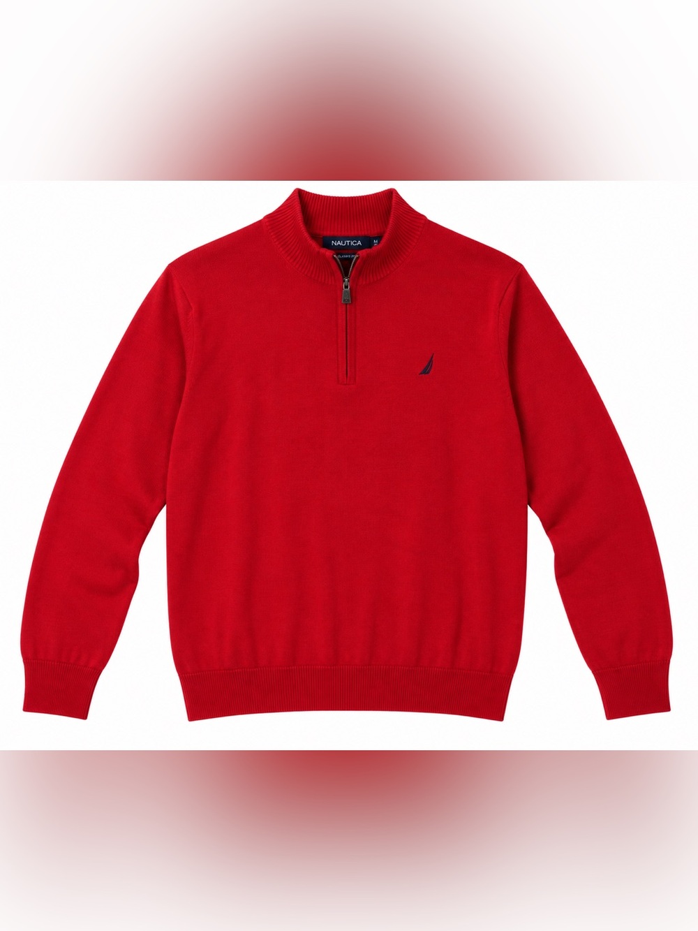 Nautica Men's Red Half-Zip Mock Neck Sweater